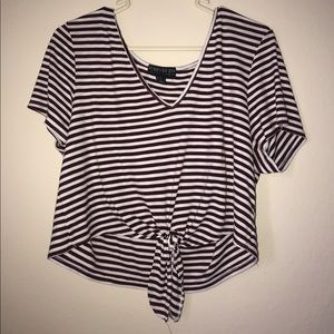 Red and White Striped Crop Top